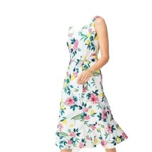 Talbots RSVP lemon floral tank belted dress Size 12P